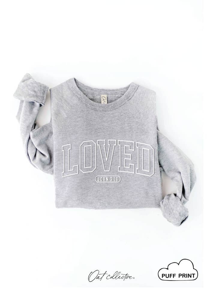 OAT COLLECTIVE - Wholesale Graphic Sweatshirt - Women's - LOVED JOHN 3:16 PUFF Graphic Sweatshirt 8
