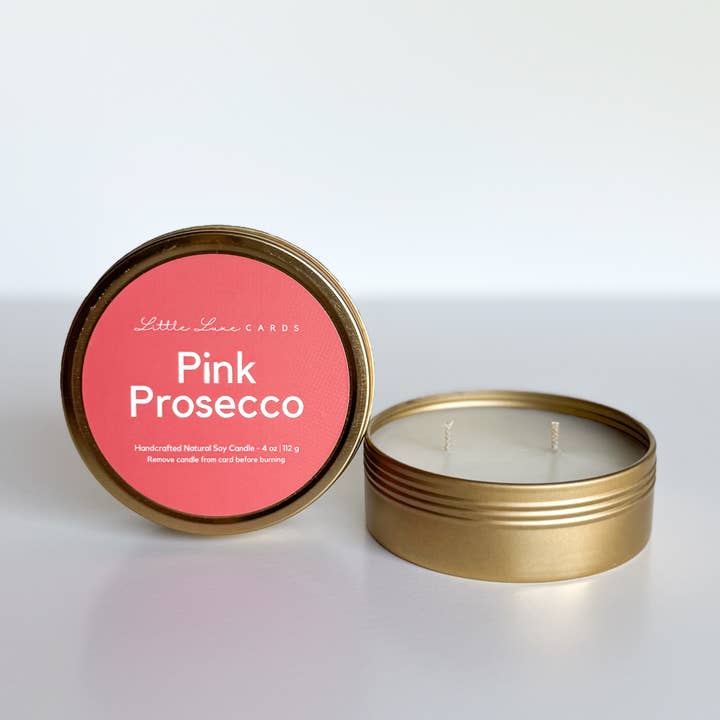 Little Luxe Cards | Greeting Card with Candle Inside! - Vente Carte pour demoiselle d'honneur - Carte de demande en mariage pour demoiselle d'honneur avec bougie Prosecco rose à l'intérieur3