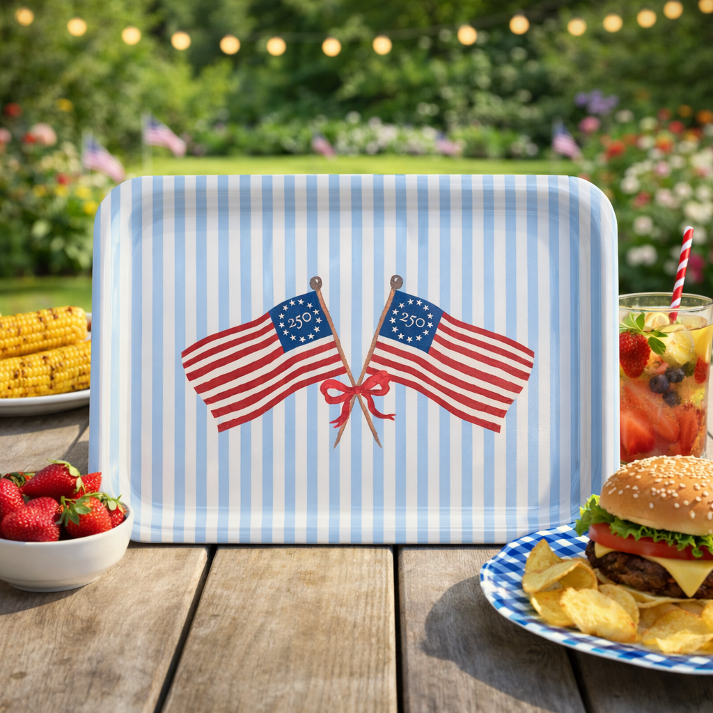 The Muddy Dog - Wholesale Serving Tray - Freedom250® American Flag Patriotic Serving Tray: 3 Sizes3