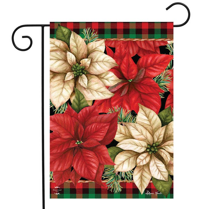 Christmas Poinsettia Garden Flag 18" x 12.5" Briarwood Lane for wholesale by Briarwood Lane