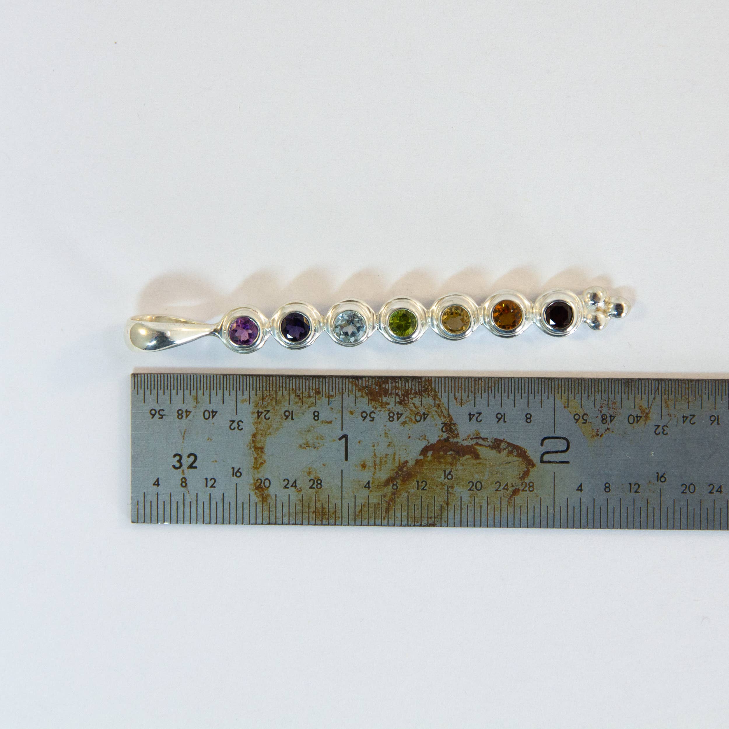 Ajmer by Jodi - Wholesale Individual Charm/Pendant - Large Chakra Pendant in sterling silver ~ 7 faceted 4mm gems7