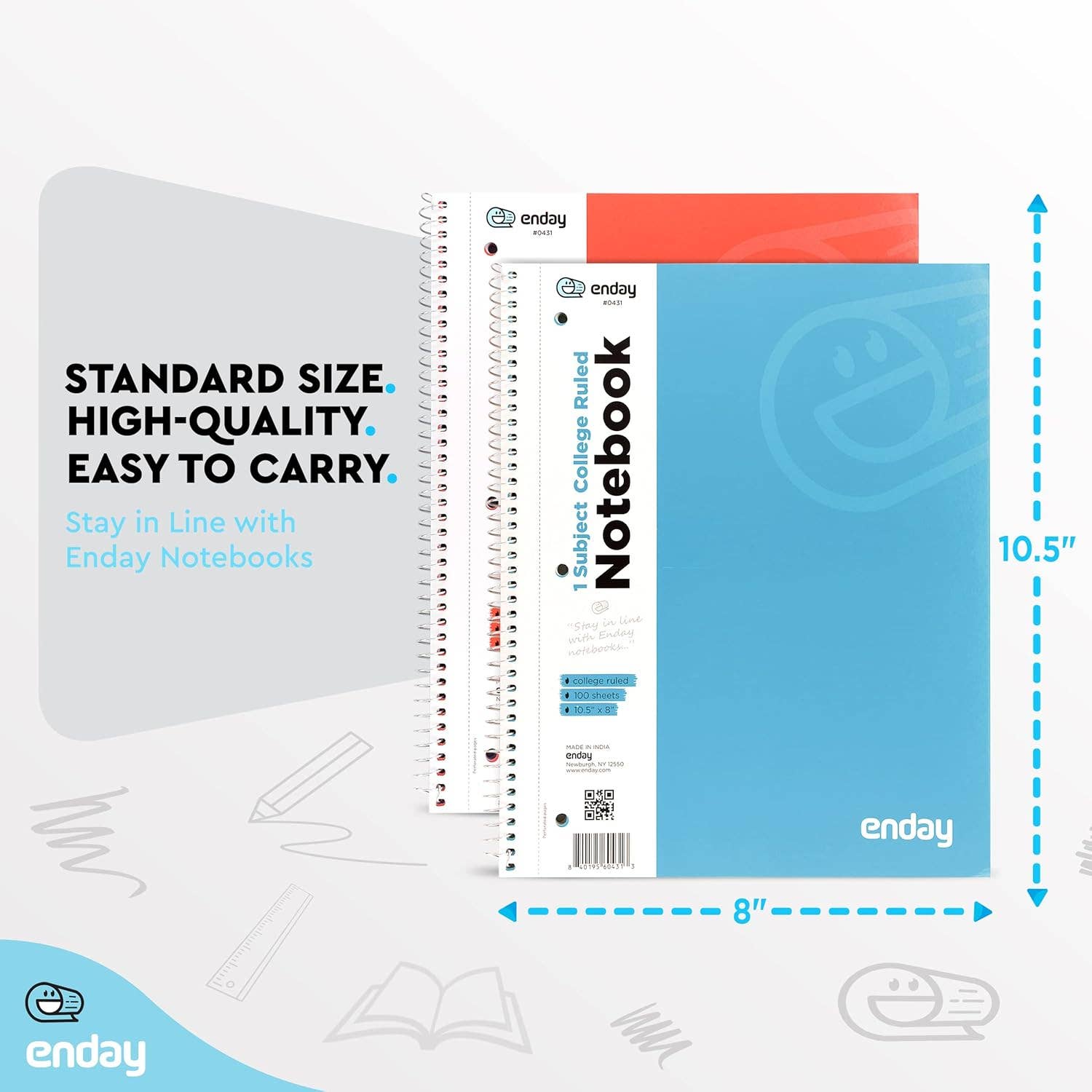 enday - Wholesale Notebook - Spiral Notebook W/R 1 Subject Hardcover 70 Sheets 36 PACK4