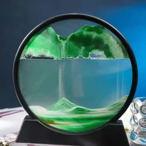 Buddha Ayurveda - Vente Décorations de table - Art de sable en mouvement 3D en verre rond Sandscape Décoration de vacances1
