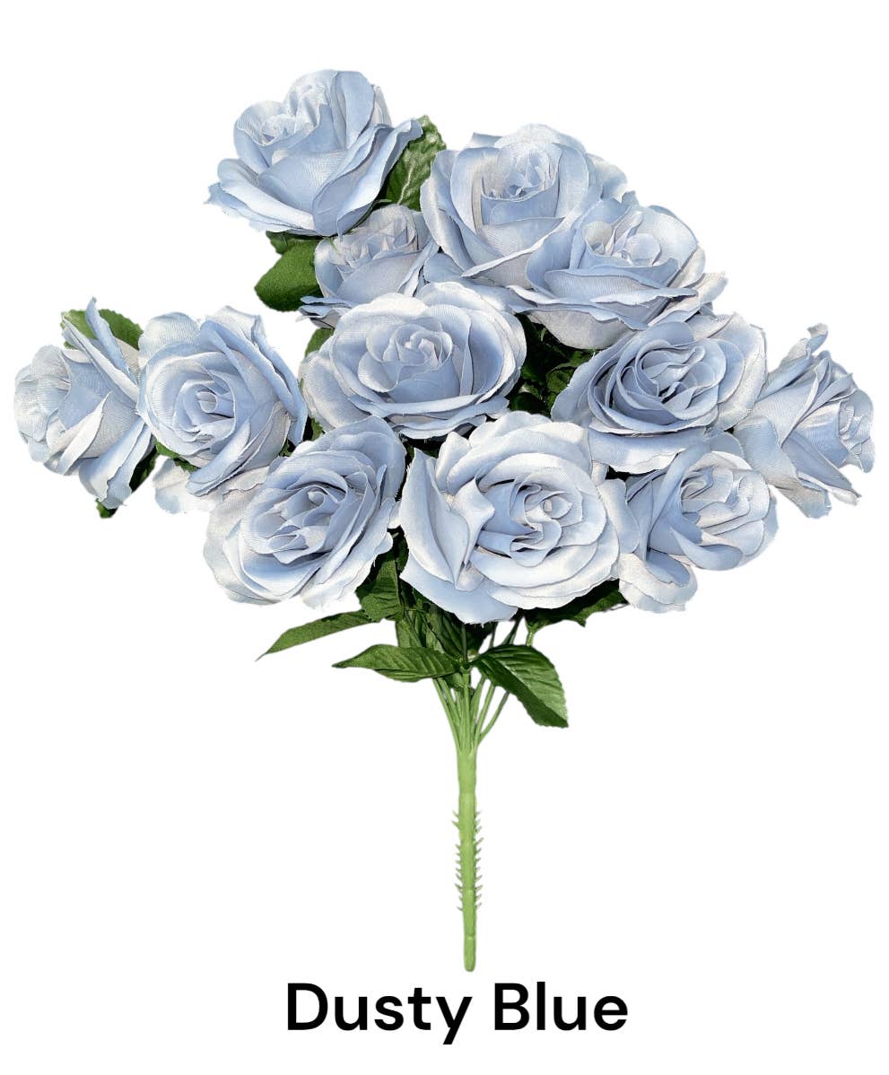 Thompson Wholesale - Wholesale Artificial Flowers - Color Fast Lillian Open Rose Bush (30 PK)14