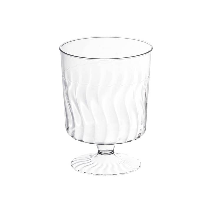 Smarty had a Party - Wholesale Wine Glass - 8 oz. Clear Plastic Pedestal Wine Glasses - 10 pcs