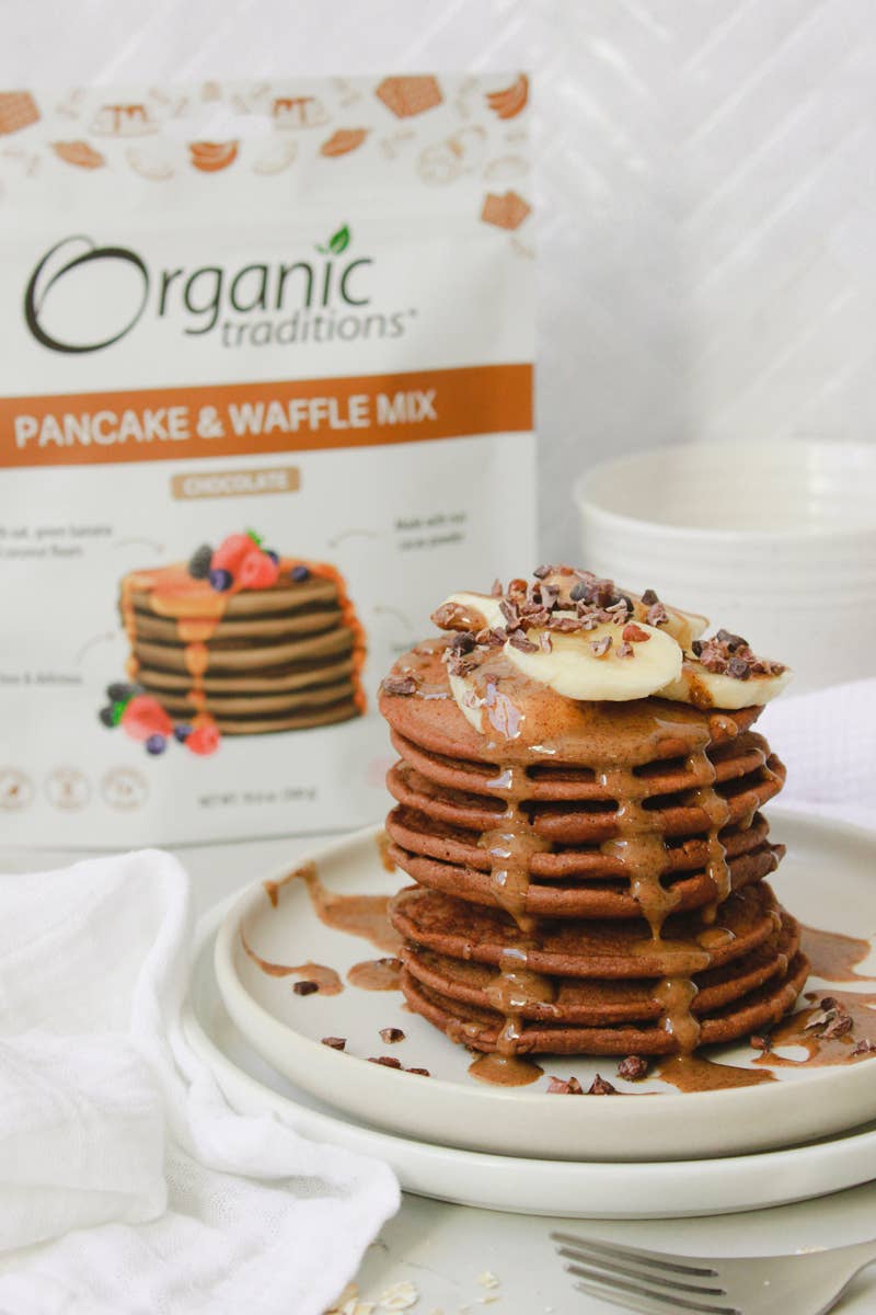 Organic Traditions - Vente Préparation pour pancakes - Mélange pour crêpes et gaufres - Chocolat2