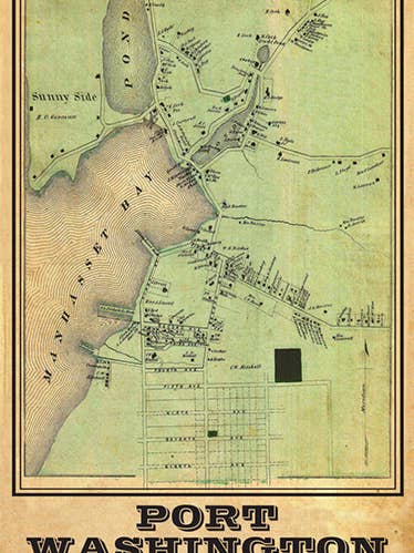 Port Washington Vintage Remixed Karta för wholesale av LOST DOG art & frame