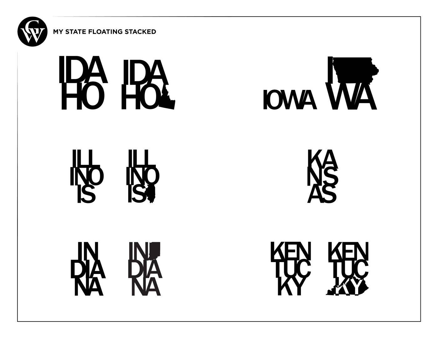 Grainwell - Wholesale Sign - State Name Floating Stacked4