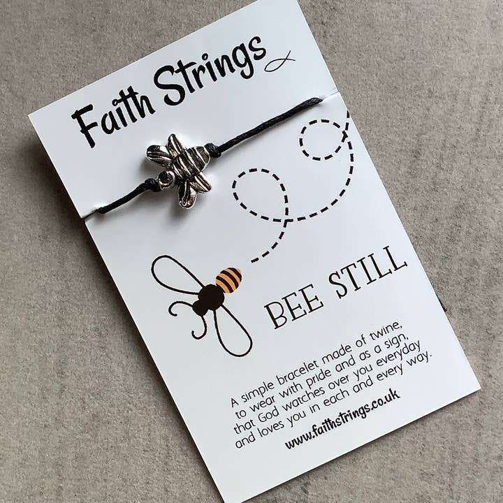 Faithstrings - Wholesale Charm/Dangle Bracelet - Bee Still Christian Faith String Wish Bracelet Gift