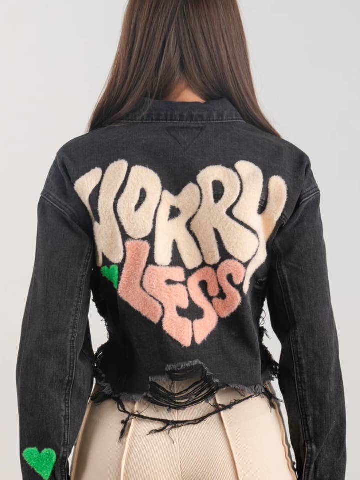 Worry Less Cropped Denim Jacket for wholesale by Adel Kasza Co