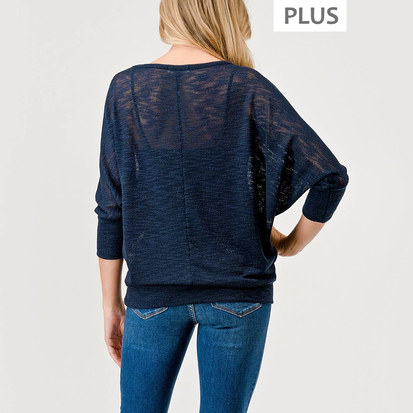 Heimious - Vente Haut en maille – femme - Haut à manches 3/4 à texture flammée à manches Dolman, grande taille, T813-PL9