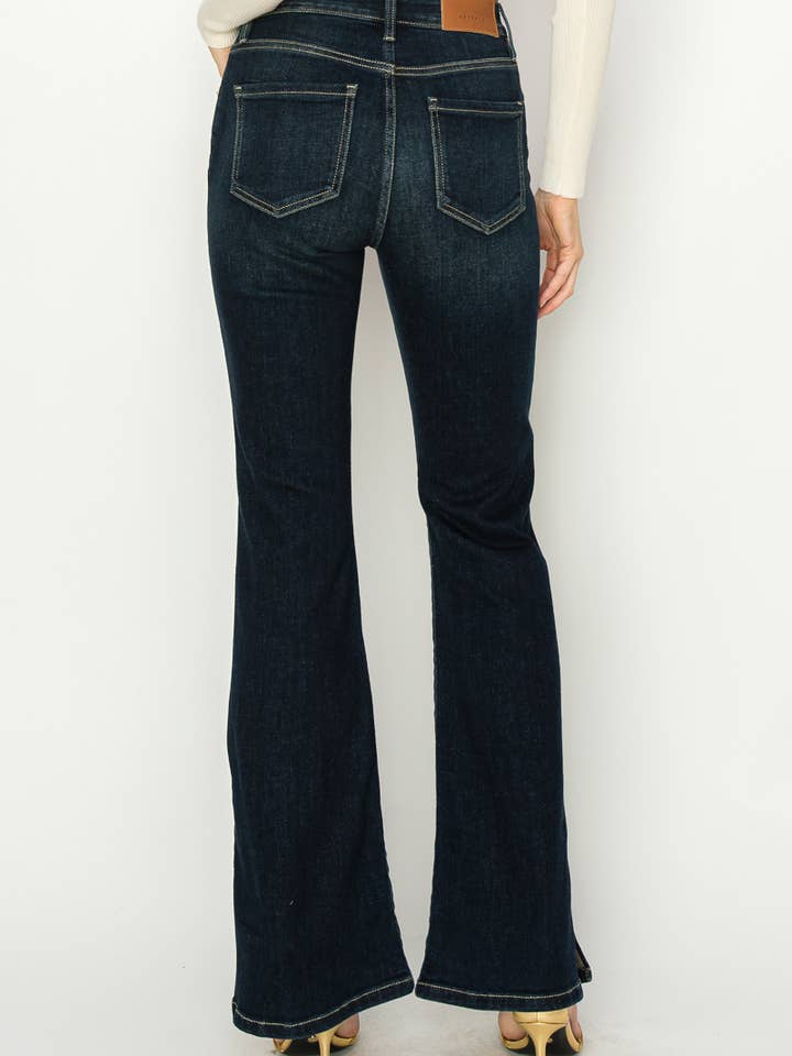 DARK STONE HIGH RISE FLARE JEANS for wholesale on Faire