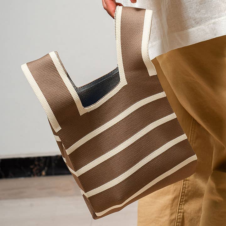 ACCITY - Wholesale Tote Bag - Women's - COW PATTERN CUTE KNOT WRISTLET KNITTED TOTE BAG_CWAB088012