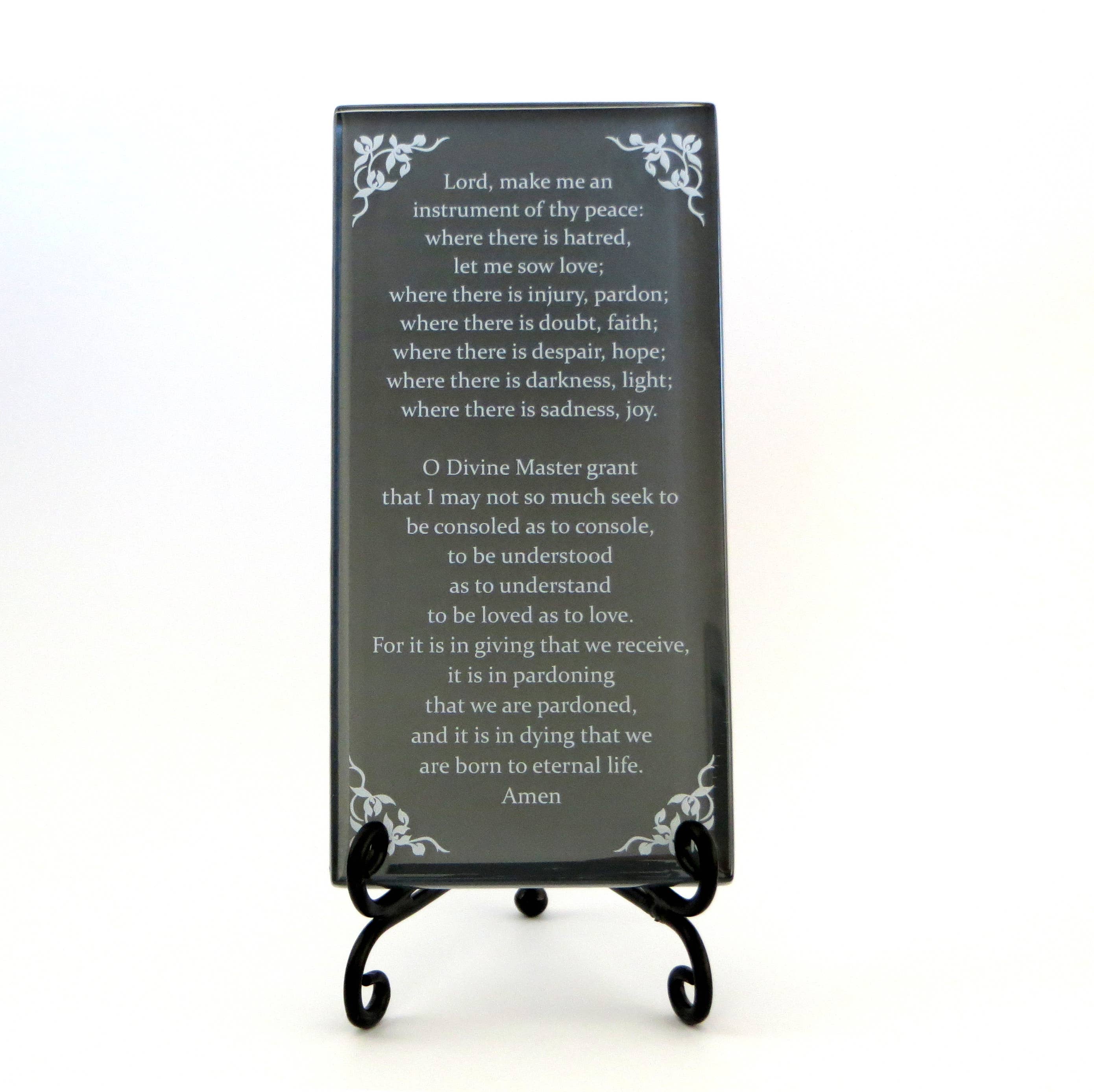 Lifeforce Glass, Inc. - Wholesale Plaque - Inspirational Glass Plaque - The Prayer Of St. Francis8