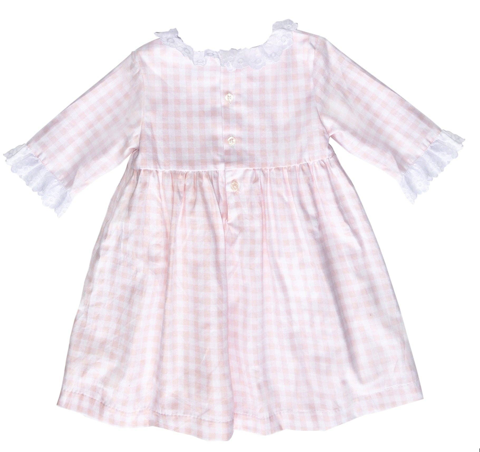 PHLONA – Engroshandel Kjole - Børn – Piger Pink Zefyr Blomster Blonder Hånd Smocked Kjole2