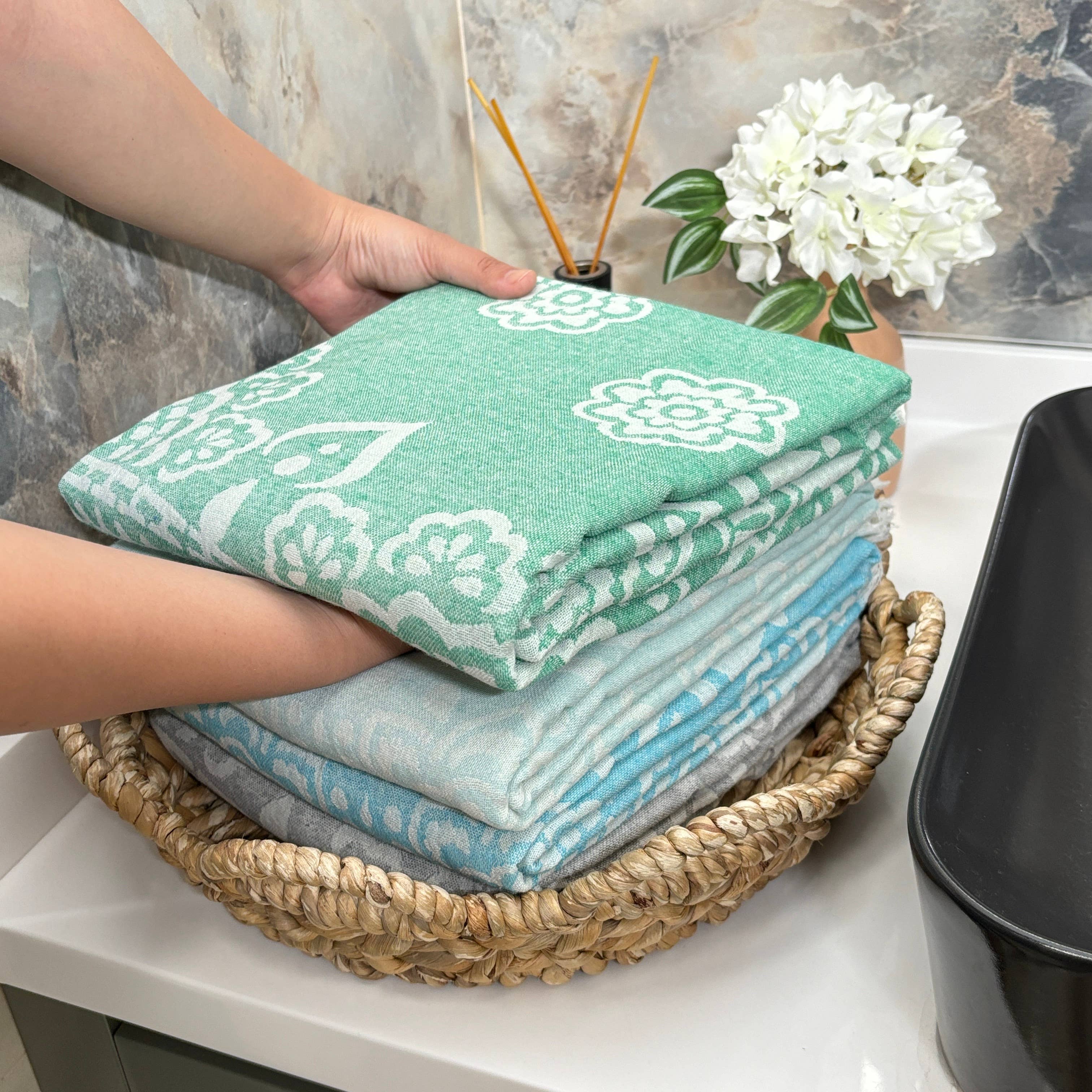 The Loom Wholesale - Wholesale Beach Towel - Floral Motif Turkish Cotton Hammam Towels21