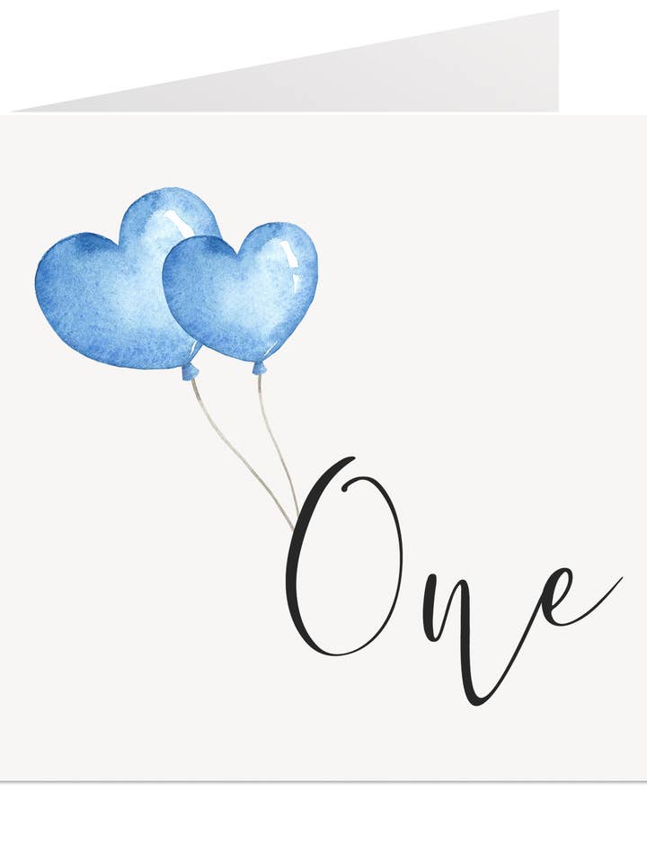 Blue Balloon First Birthday Card for wholesale by Creationery