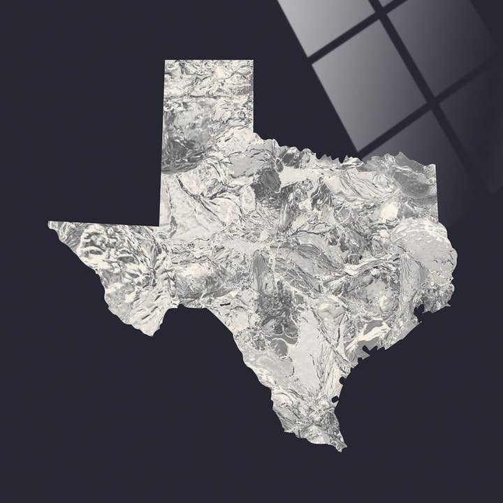 Modern Minimalist Texas Metal State |12x12 Glass Plaque for wholesale by Love Local