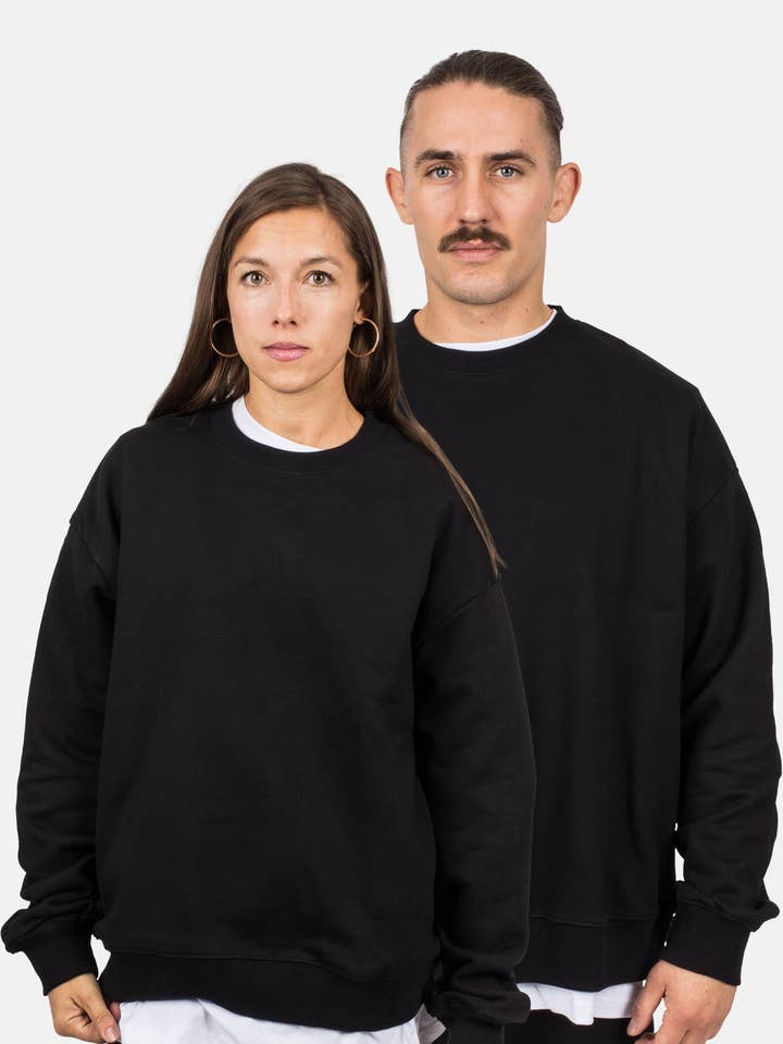 Camisola Gola Pesada Oversized - Preto por atacado de Blackskies
