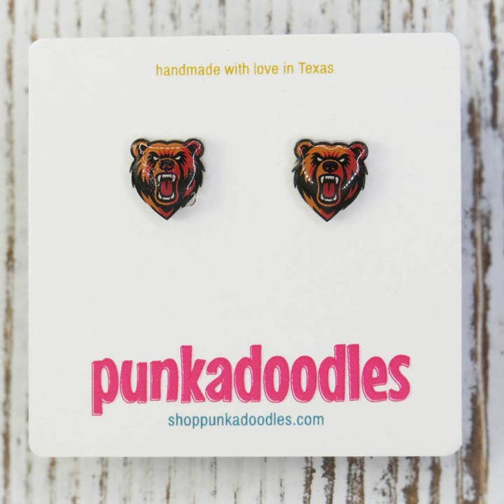 Bears Mascot Earrings for wholesale by Punkadoodles.co