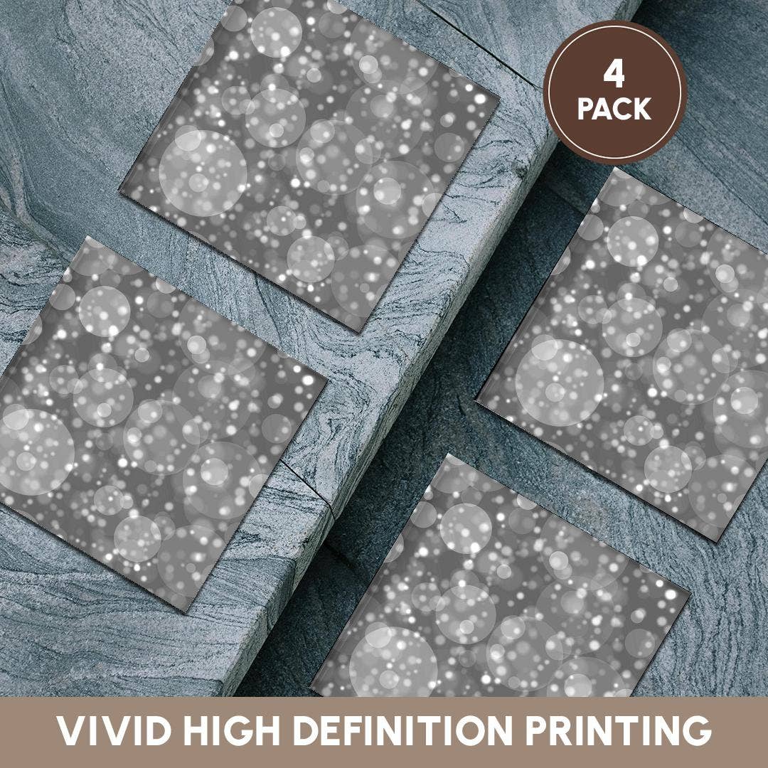 3dRose – wholesale Underlägg – 3dRose, Glam Igray Bokeh Cirklar Mönster, Glasunderlägg5