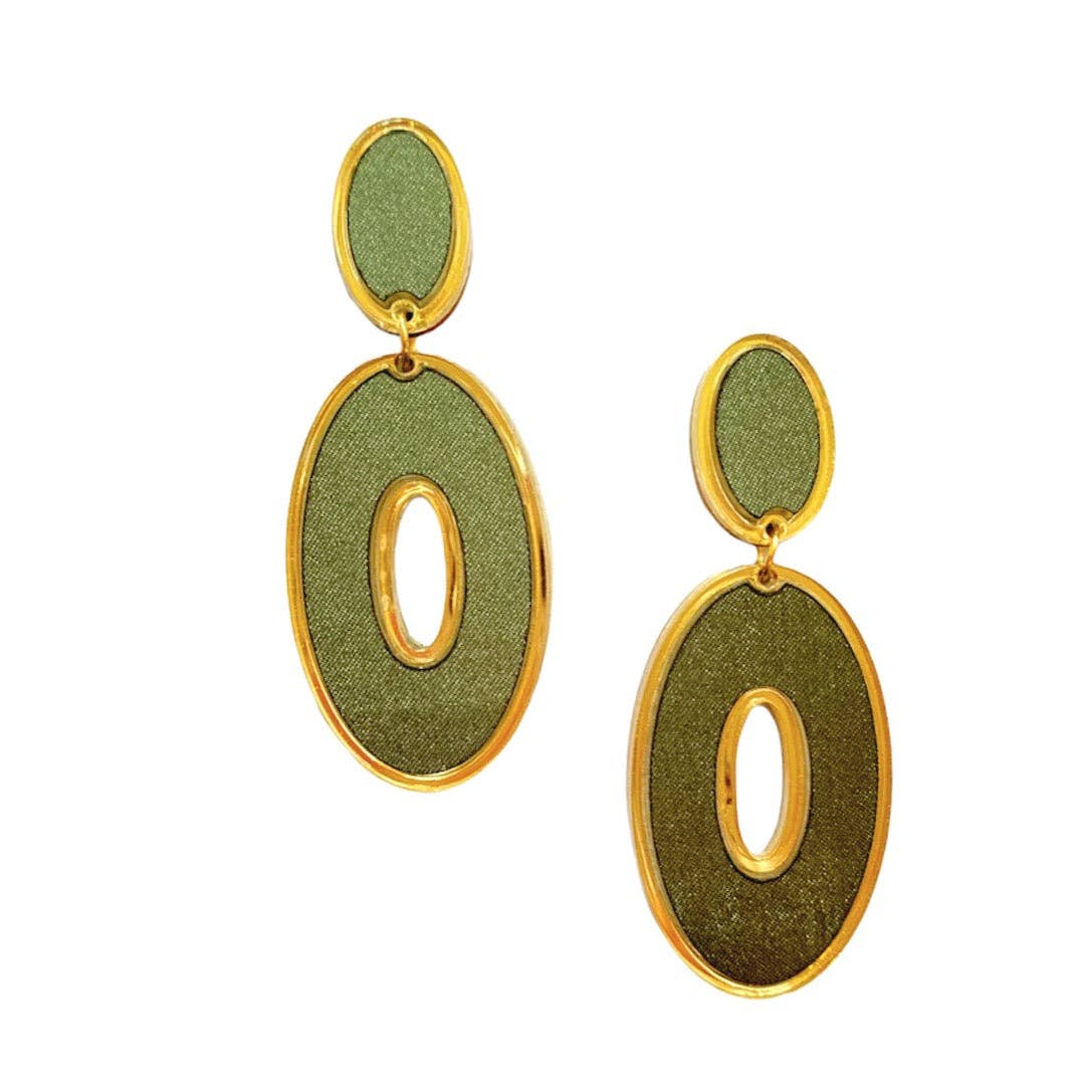 BOHEMIAN GEMME - Wholesale Dangle Earrings - *Wholesale Piper Olive Green Satin Earrings0