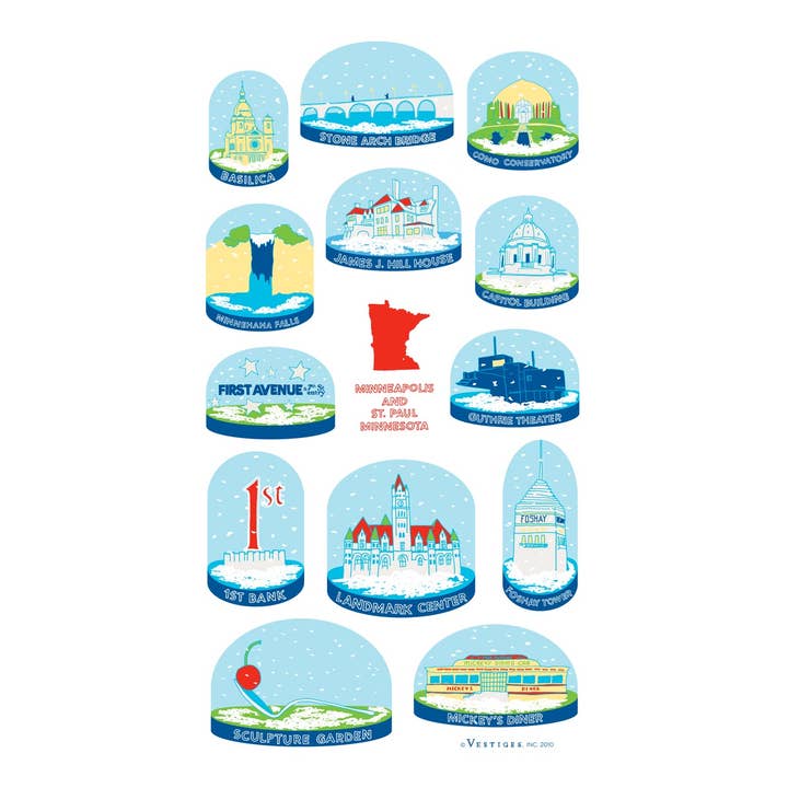 Vestiges - Vendita all'ingrosso Strofinacci - Strofinaccio da tè Minneapolis e St. Paul Snow Globe