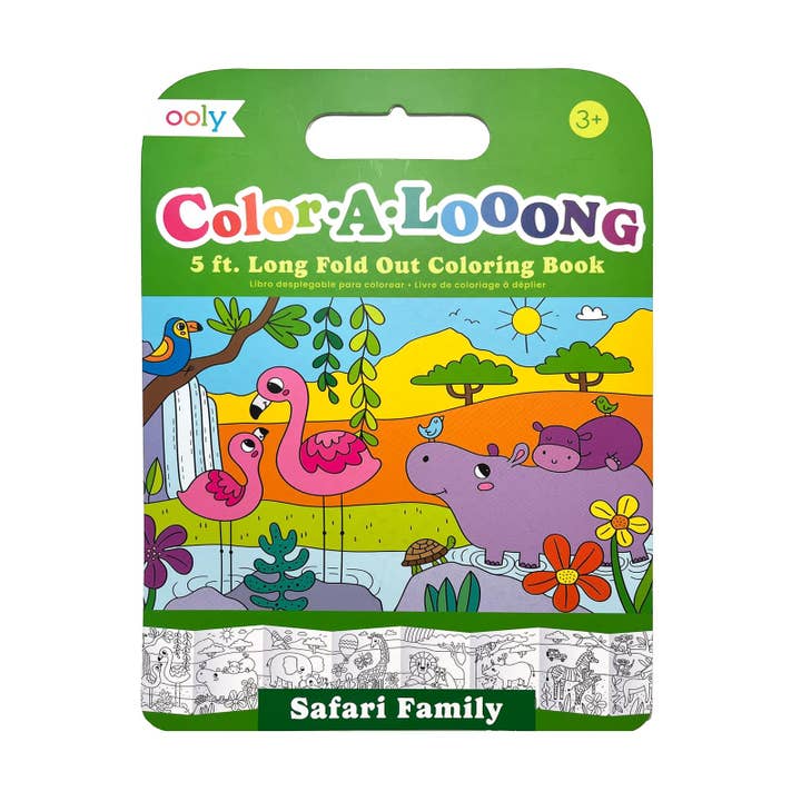 Color-A-Looong: Fold Out Coloring Book - Safari Family (5 Ft for wholesale by OOLY