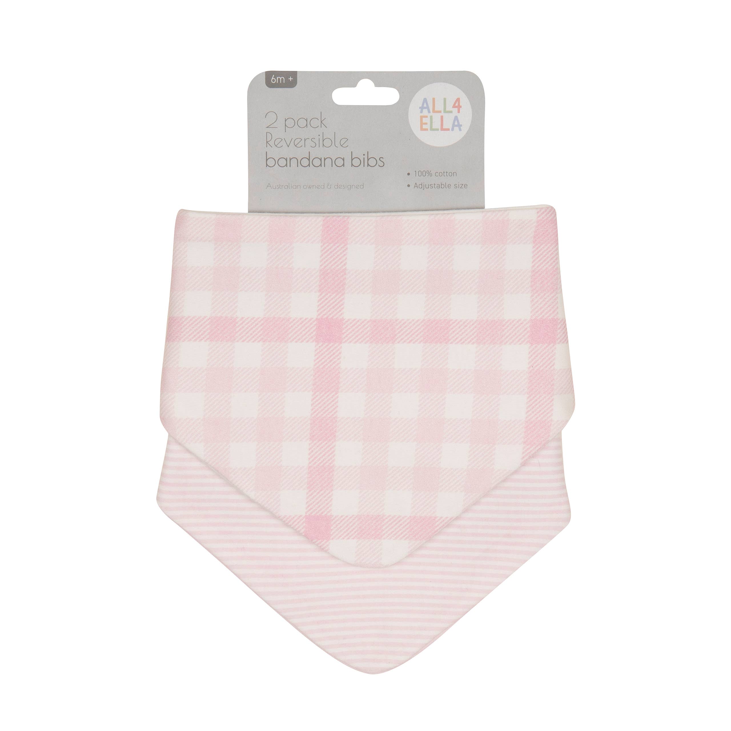 All4Ella - Vente Bavoirs bandana - Bavoirs bandana 2 pcs - Vichy rose