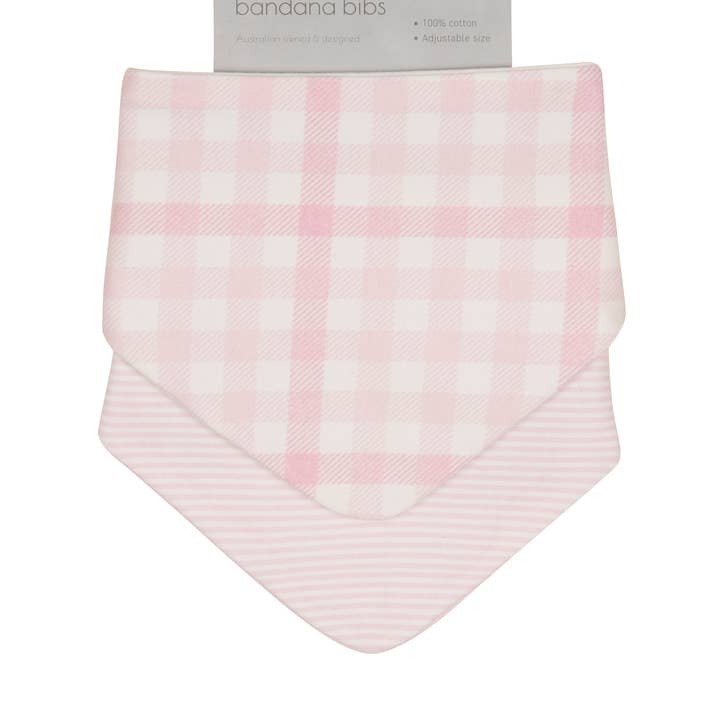 All4Ella - Vente Bavoirs bandana - Bavoirs bandana 2 pcs - Vichy rose0