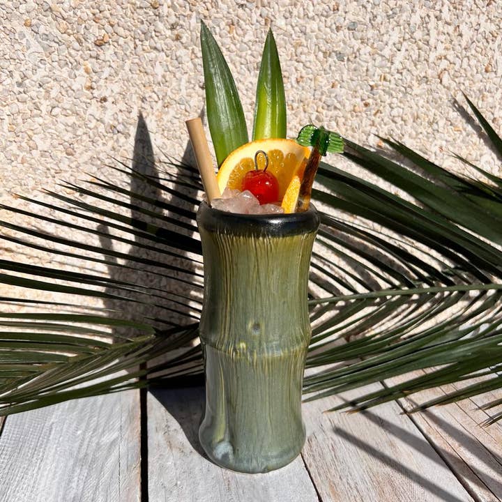 Shaker & Makers - Wholesale Cocktail/Liquor Glass - Bamboo Green Tiki Mug2