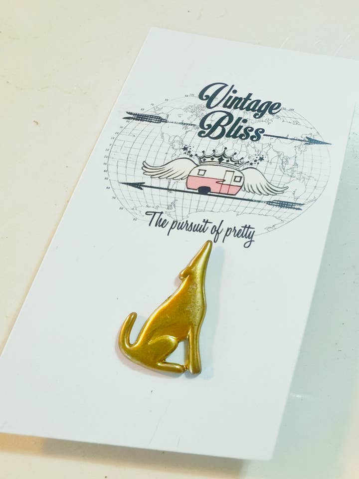 Howling Coyote Brass Patina Hat Pin Hat Bar Western for wholesale by Vintage Bliss