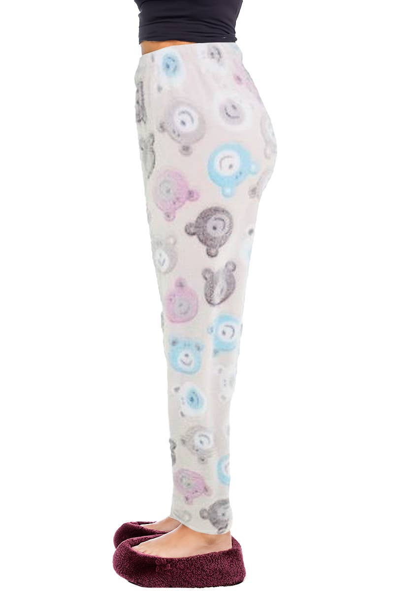 Cap Zone – wholesale Sleepwear bottom – women's – Teddy Bear All-Over Fleece Lounge Pajama Pants1