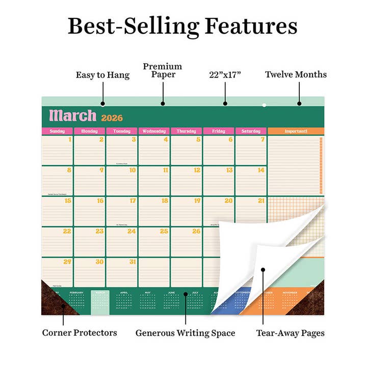 TF Publishing - Paper Goods - Wholesale Calendar - 2026 Sherbet Large Desk Pad Monthly Blotter Calendar1