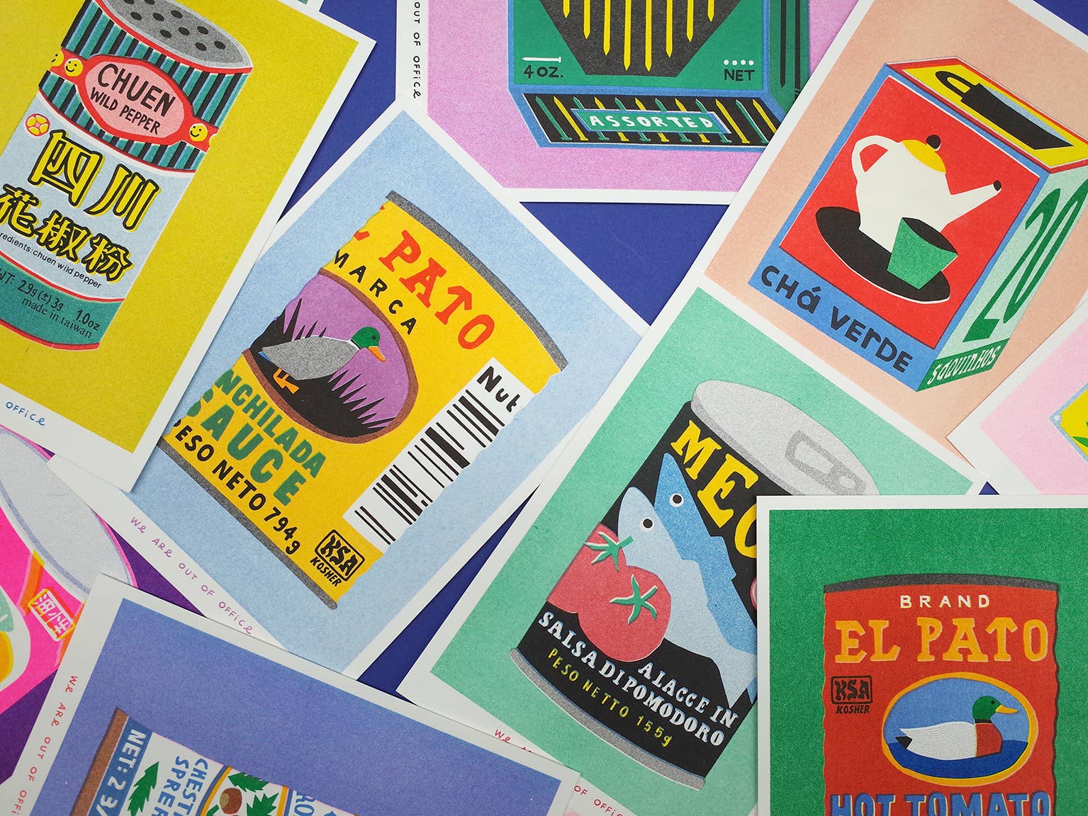 We are out of office - Wholesale Art Print - A selection of 40 different risograph packaging prints2