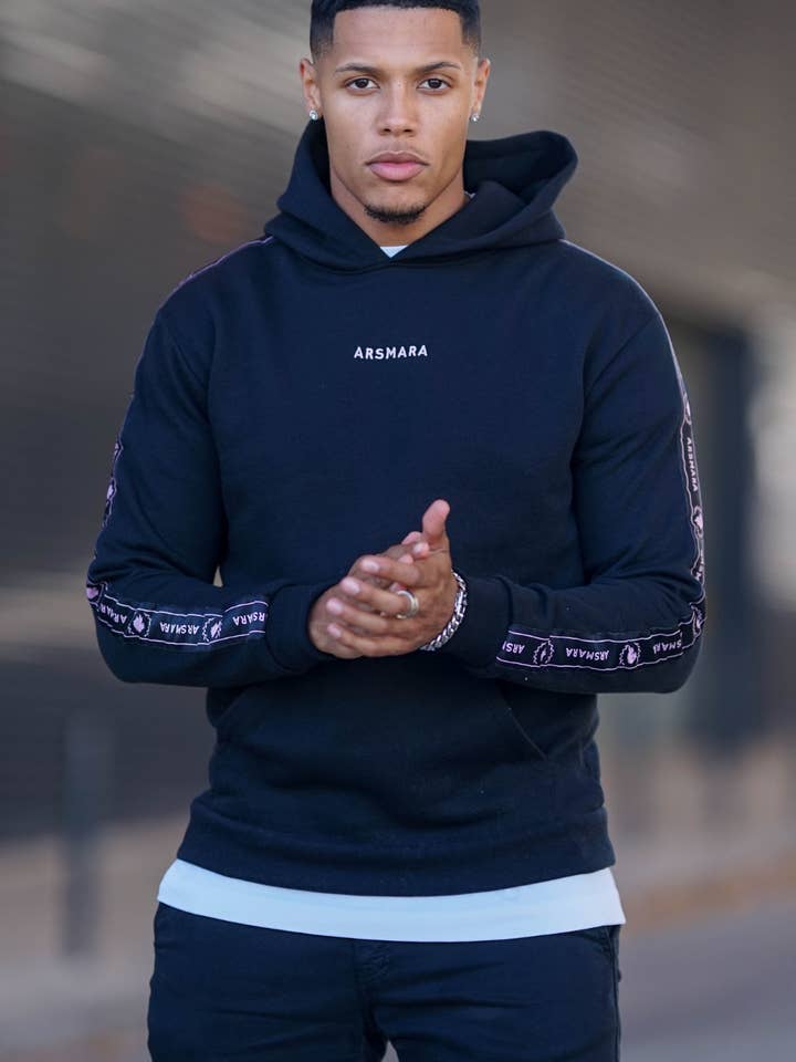 Hoodie TAPPERED Black & Pink for wholesale by Arsmara