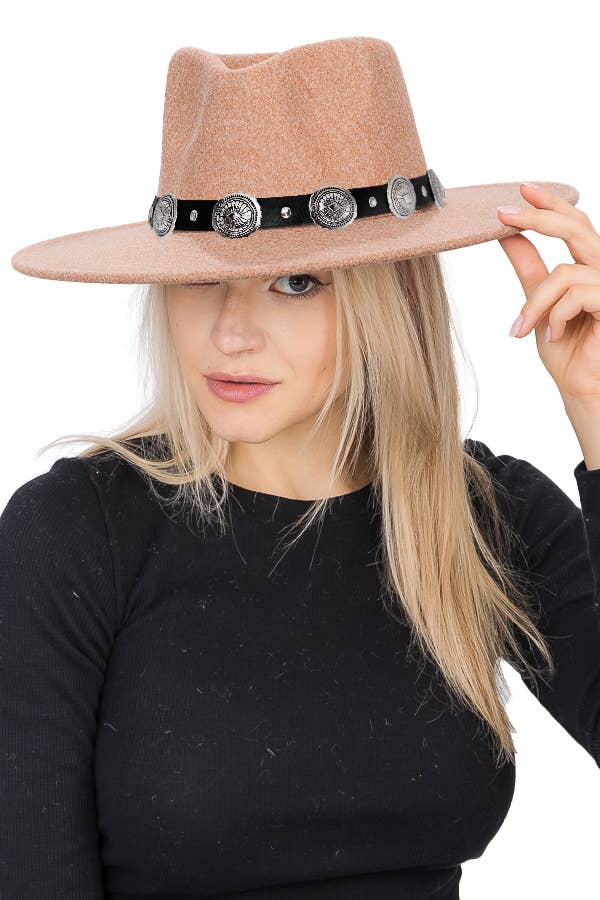 Cap Zone - Wholesale Fedora - Women's - Stagecoach Belt Pinch Crease Faux Wool Rancher Hat2