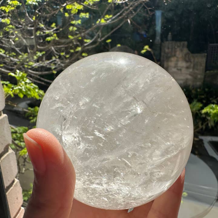 Moon Rituals - Wholesale Spiritual stone/crystal - Large Natural Clear Quartz Crystal Sphere Ball with Rainbow ,Christmas Crystal Gift #23