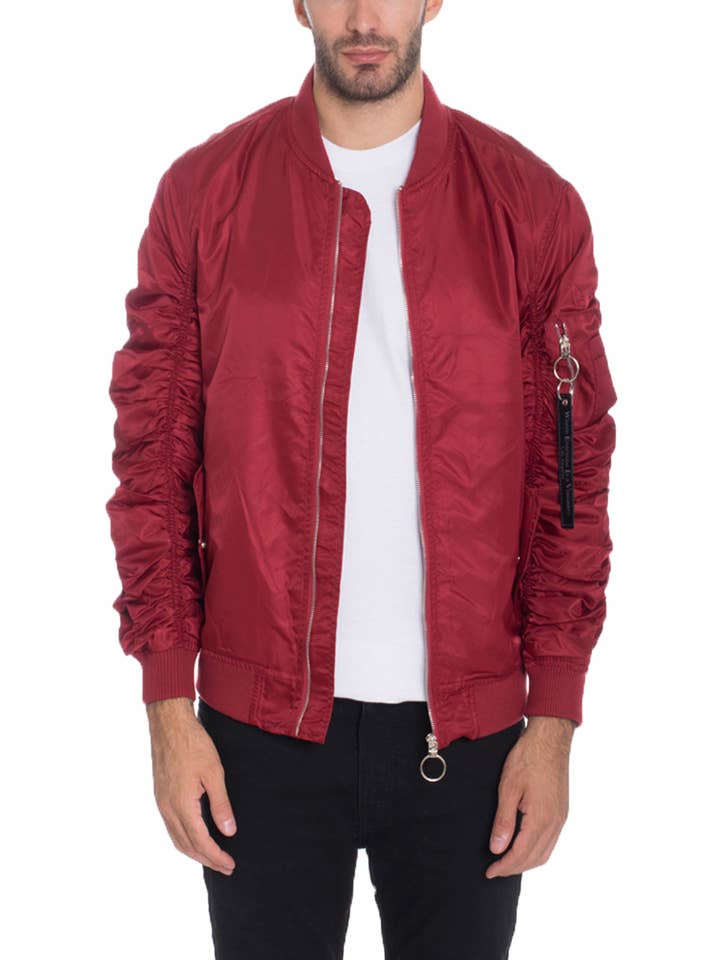 WEIV - Wholesale Bomber Jacket - Men's - Mens Light Weight Scrunched Flight Bomber Jacket4