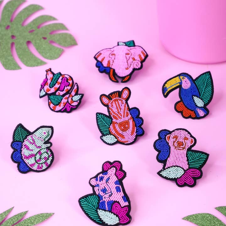 MALICIEUSE - Vendita all'ingrosso Spille - Spilla Leopardo ricamata a mano con tecnica bullion5