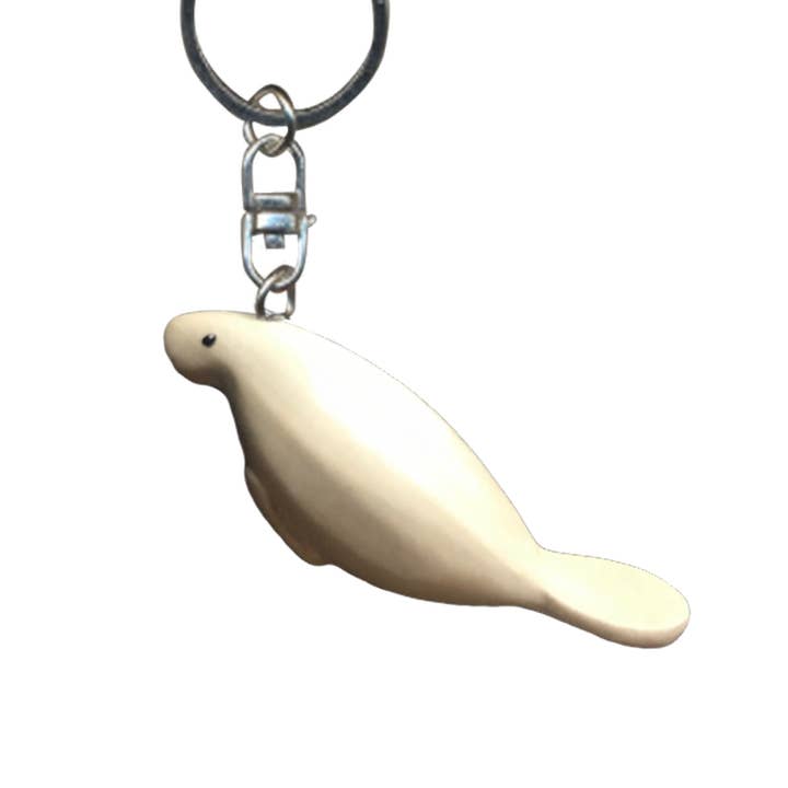 Manatee Key Chain Handcrafted in Wood for wholesale by Handcrafted Gift