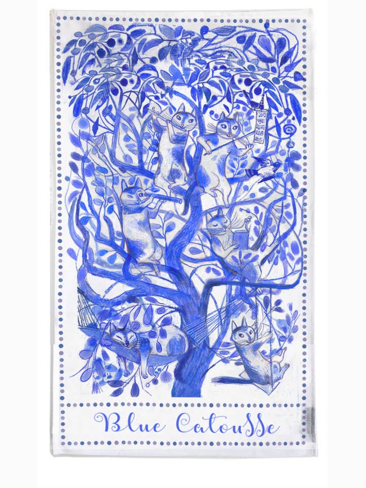 Blue Catousse Tea Towel for wholesale by Artiphany