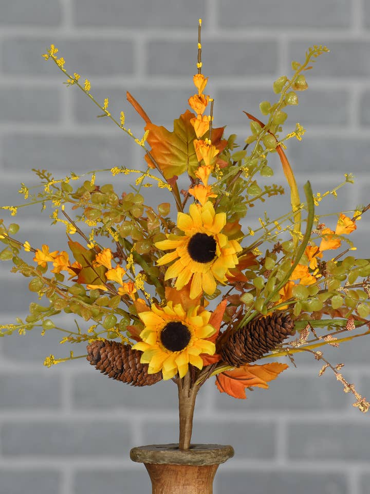 Sunflower Delight 18in Pick for wholesale by Wholesale Home Decor