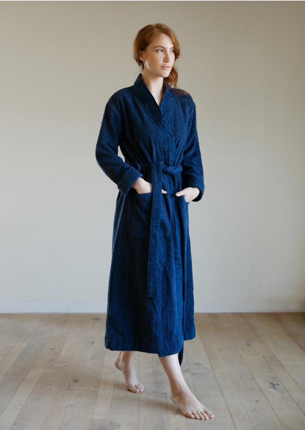 Pure Fiber - Wholesale Robe - Women's - Pleated Trim Turkish Cotton Robe – Handwoven Terry2