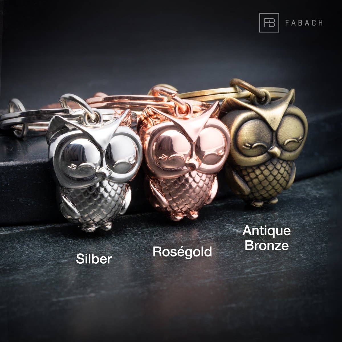 FABACH – Die Schlüsselanhänger-Schmiede – wholesale Nyckelring - Unisex – Nyckelring 'Owl be there' med uggla och gravyr – söt ugglelyckoamulett9
