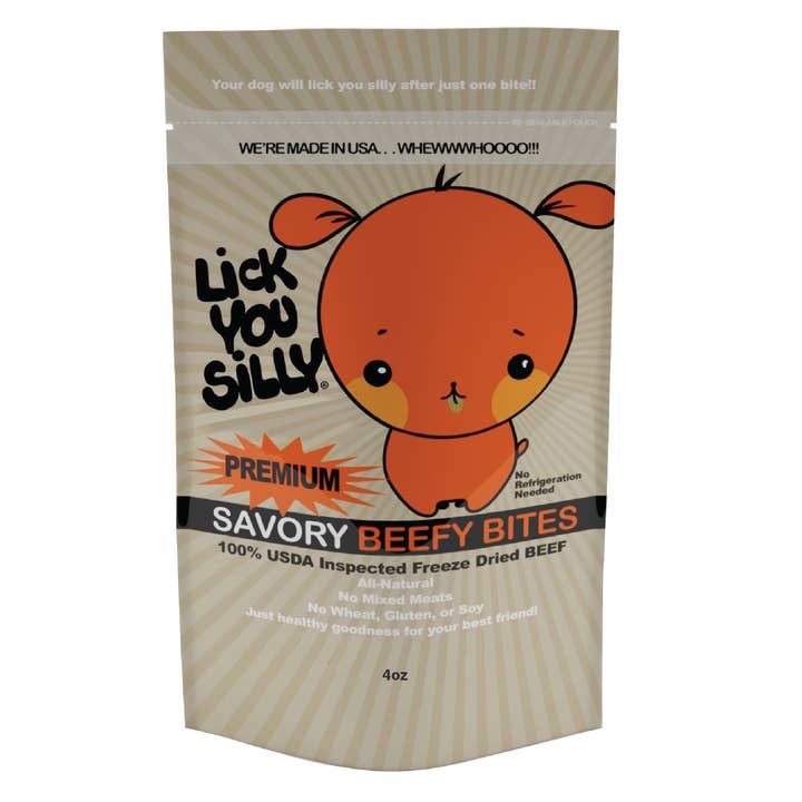 Lick You Silly Pet Products – wholesale Pet treats – Dog – 4oz Lick You Silly Premium BEEF freeze-dried dog treats