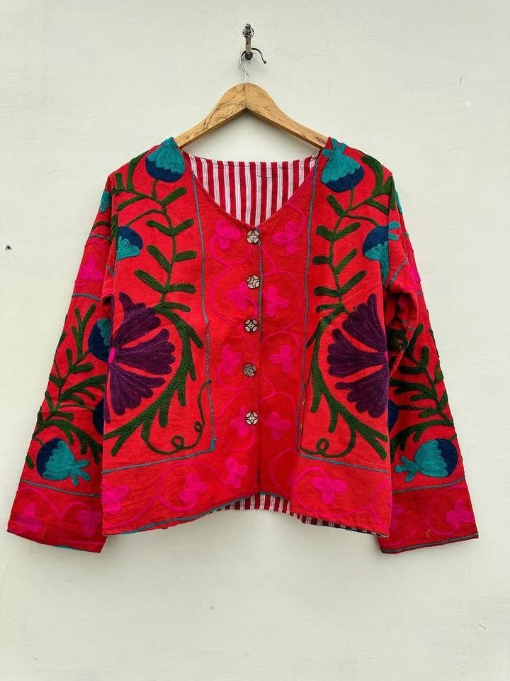 Bhawana Handicrafts - Wholesale Jacket - Women's - 5 Piece Lot, Suzani Embroidery Jacket Womens Suzani Coat2