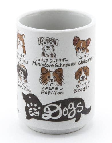 Urban Tokyo - Wholesale Coffee Mug - Japanese Dog Breeds Yunomi Style Tea Cup Reactive Glaze 9 fl
