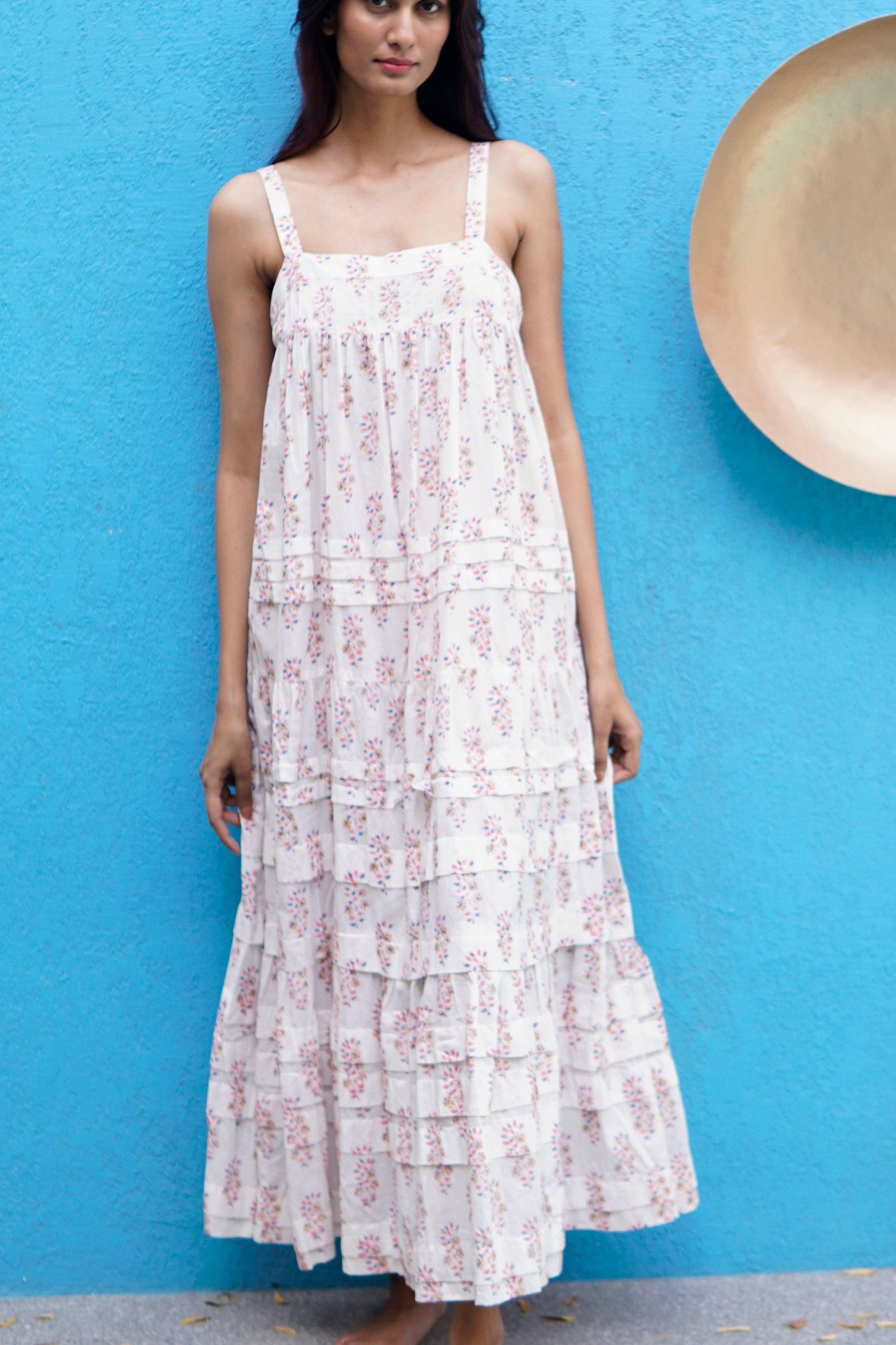 La Mandarine - Wholesale Jurk - Dames - Sandrine katoenen maxi zomerjurk. Zwierige zomer maxi-jurk met zakken.2