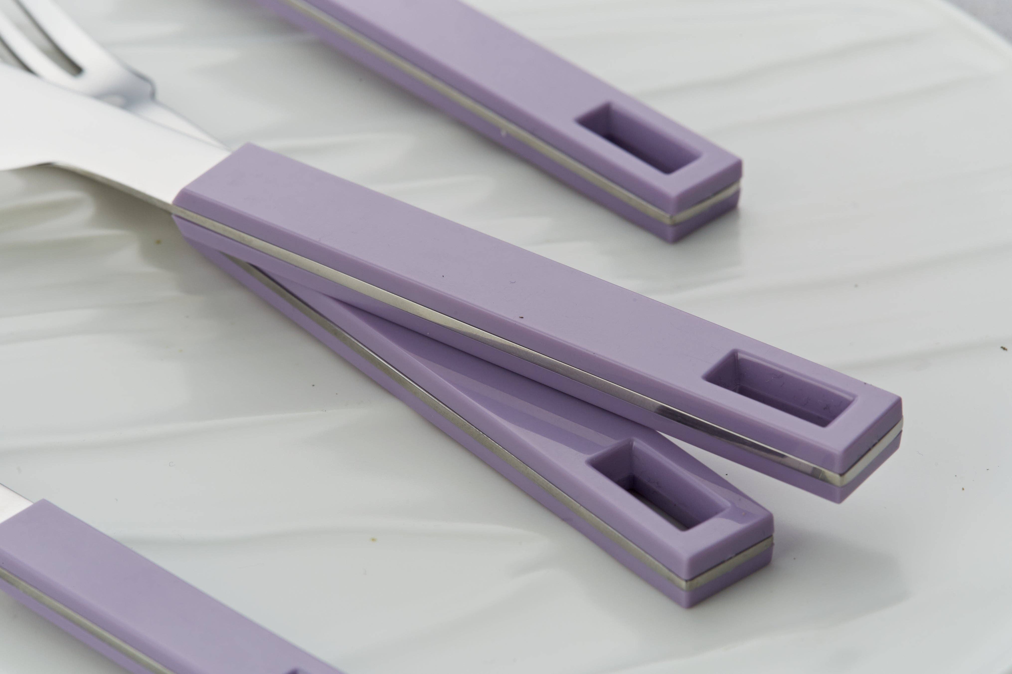 ANNOVA - Wholesale Flatware Set - ANNOVA Block Handle Silverware Set 20 Pieces Color Modern Style Flatware43